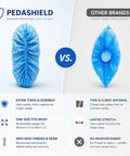 Comparison of XL Disposable Booties - Thick 42GSM Non Slip Shoe Covers vs other brands, highlighting durability and material quality.