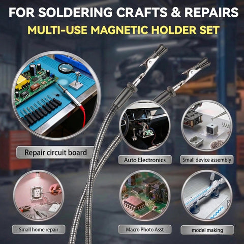 Magnetic Helping Hands Soldering Tool With Four Flexible Gooseneck Clamps And A Strong Magnetic Base for various repair projects