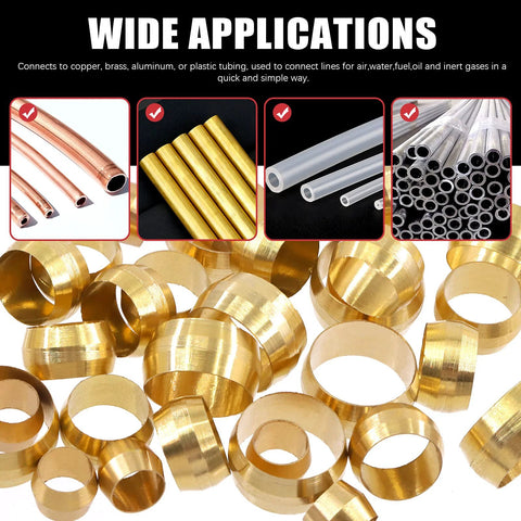 Brass compression sleeves ferrules set for 4–16 mm tubes, 220-piece kit