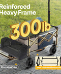 Collapsible Heavy Duty Utility Wagon With Tailgate And Cup Holders 130L Capacity 320 Lb Load All Terrain Wheels adjustable handle