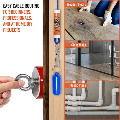 Magnetic Wire Pulling Kit With Changeable Metal And Magnetic Leaders For Easy Wall Wiring Through Insulation No Drilling Needed