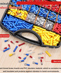 All In One 1100 Pcs Insulated Wire Connector Kit With Ring Butt Spade Fork Terminals Color Coded 22 To 10 AWG Red Blue Yellow