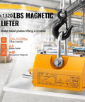 Heavy Duty Permanent Magnetic Lifter Bulletproof Grip For Hoists And Shop Cranes Snappy Flip Lever with 220-1320 lbs capacity.