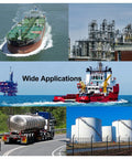 Collage of oil tanker, refinery, truck, oil rig, and storage tanks illustrating uses for Explosion-Proof Oil Tank Gauging Tape.