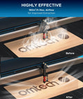 Smooth Rolling Heavy Duty Fume Extractor With Three Stage Air Filter and Killer Eighty Watt Motor extracting smoke from engraved wood.
