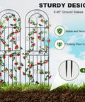 Sturdy 2 Pack Garden Trellis Set, 70.8 Inch Tall Metal Plant Support With Black Powder Coat, featuring wire lattice panels for climbing plants.