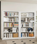 Beefy Metal Five Tier Adjustable Book Shelf In White Tall 68.9 Inches High By 36 Inches Wide Heavy Duty Bookcase in living room