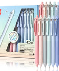 Gel Pens Set Of 12 Silent Click Retractable Pens With 0.5mm Fine Point Black Ink, Comfortable Grip, Smooth Flow in pastel colors