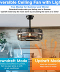 Farmhouse Style Ceiling Fan With Light Remote Control Reversible Bladeless Design 3 Speed Settings in living room