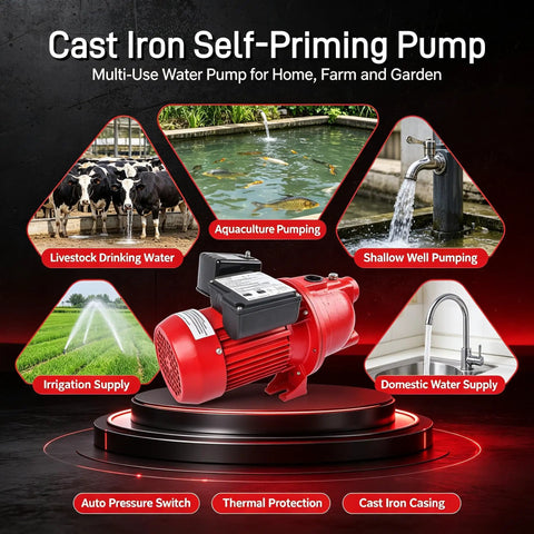 Heavy Duty Shallow Well Jet Pump Offering Kickin 3/4 HP Performance And A Straight 13 GPM Flow Rate With Zero Sweat Install And Rock Solid Dual Voltage Power For Your Yard Project