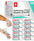 Clear Vinyl Exam Gloves Case Of 1000 Powder Free Latex Free Disposable Medical And Food Safe Hand Protection With Beaded Cuffs, shown being worn.