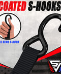 Heavy Duty Ratchet Tie Down Straps 4 Pack, 1 Inch By 15 Feet, 1,823 Pounds Break Strength, With Hooks And Handles, Built For Moving And Securing Cargo, Black, featuring a coated full bend S-hook.