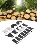 18 Piece Oscillating Multitool Blade Set With Universal Fit For Most Brands, displayed with forest logs background.