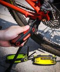 Using 25 Piece Folding Allen Wrench Set With SAE Torx And Metric Hex Keys, Heat Treated Chrome Vanadium Steel on bike
