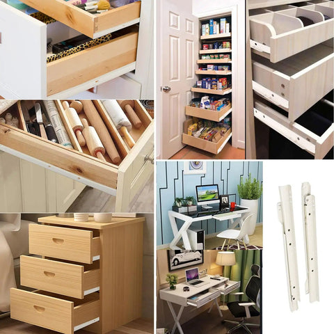 Heavy-Duty Drawer Slides For Wood Drawers And Office Furniture, Smooth 2-Section Roller Rails With Partial Extension, 35kg Load Capacity, Durable Metal Hardware, Easy Install, 1 Pair