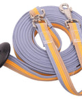 Cotton Lunge Line For Horses With Rubber Stop And Swivel Bolt Snap 24 Foot Equine Training Tool coiled with contrasting colors