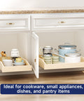 Soft Close Pull Out Cabinet Organizer 22.5 Inch Wide By 21 Inch Deep Wood Drawer Shelf For Kitchen Pantry And Base Cabinet Bottom Mount Straight Up Smooth Total Game Changer with dishes in cabinet