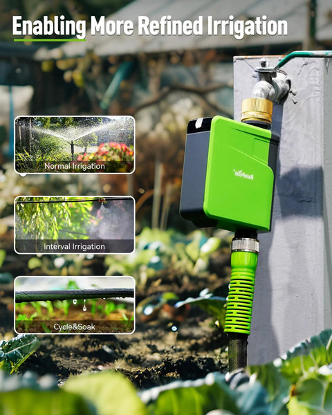 WiFi Hose Timer With Brass Inlet Smart Sprinkler Timer for garden hose attached to outdoor faucet with irrigation modes