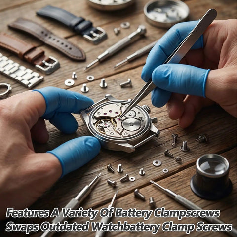 Fast Fixes With These Precision Micro Watch Band Screws That Replace Missing Links And Keep Your Strap Ticking Slick With Zero Stress And A Sharp Silver Finish For Everyday Carry Gear. Close-up of watch repair with precision screws.