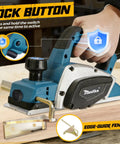 Three And One Quarter Inch Electric Hand Planer 16000RPM High Power Handheld Planer with lock button and edge guide.
