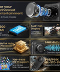 Built Tough As Nails Unlocked 4G Rugged Smartphone With 5.45 Inch Screen 10600 Mah Massive Battery And 123 Db Ultra Loud Waterproof Speaker 7 Gb Ram 64 Gb Storage 24 Mp Dual Camera Octa Core Processor features AI music module and camera system.