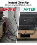 Before and after cable management using 1 Inch By 10 Foot Split Wire Loom Tubing Black Automotive Wire Protector Conduit
