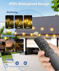 Remote control for 200 Foot Solar String Lights Outdoor Waterproof With Remote Control, 72 And 2 LED Solar Powered Lights on patio setting.