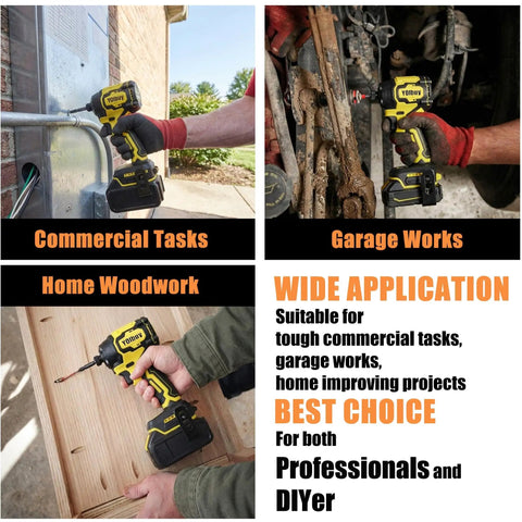 Cordless Impact Driver 1/4 Inch Chuck, Ultra Compact 4-1/4 Inch Head, Lightweight 2.0 Lbs, used for woodwork and garage tasks