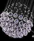 Totally Modern Fandelier Crystal Chandelier With White Finish And K9 Crystal Balls, detailed view of crystal spheres.