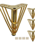 Heavy Duty 6 Inch Triangle Metal Furniture Legs Set Of Four With Rubber Floor Protectors Gold Finish For Sofas Couches Dressers And Cabinets