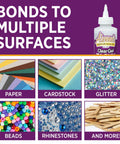Clear Gel Tacky Glue for Crafts and Slime, 4 Oz Bottle, bonds paper, glitter, rhinestones, beads, popsicle sticks.