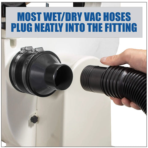 Hand connecting hose to 4 Inch To Two And A Half Inch Reducer Hose Adapter For Dust Collection Converts Four Inch Hose To Two And A Half Inch Vacuum Fitting Must Have Shop Vacuum And Dust Collector Accessory For Port Connections On Larger Machinery on dust collector