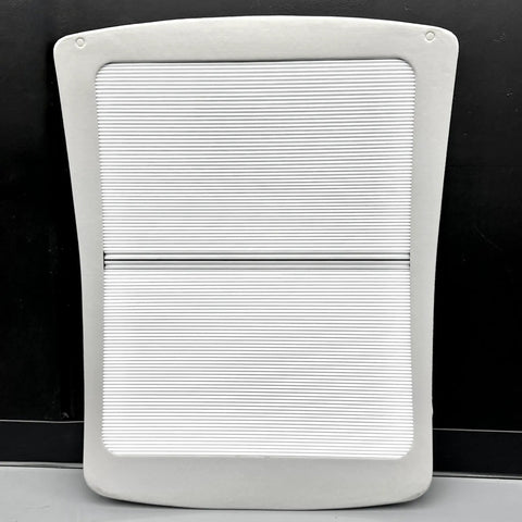 Fully Retractable Aluminum Sunroof Sunshade For Tesla Model Y, showing white retractable shade with grooves for easy adjustment.