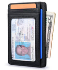 Dead Simple Minimalist Front Pocket Leather Wallet With Secure RFID Blocking For Men And Women Hella Slim Everyday Carry with cash and cards.