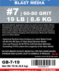 Fine Glass Bead Blast Media No 7 For Cabinets And Sand Blasting Guns, 19 lb, 60-80 Grit Label Detail