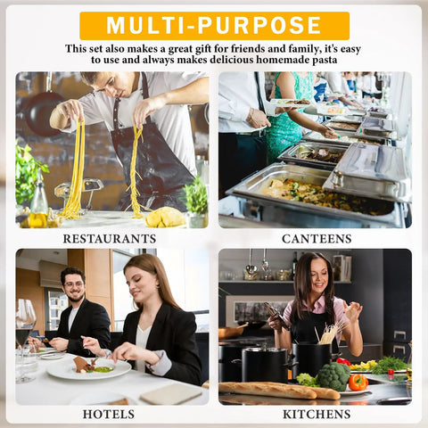 Multi-purpose pasta set used in restaurants, canteens, hotels, and kitchens for homemade pasta making.