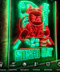 Sushi Cat Neon Sign Dope Neon Light For Sushi Bar And Restaurant Wall Decor Handmade Retro LED Cat Chef Sign Light Up Art