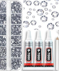 Clear Rhinestone Bedazzling Kit with 4000 Flatback Gems and 30ml B7000 Glue; includes picker wax and tweezers.
