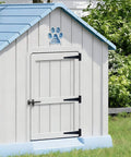 Heavy Duty 12 Inch T Strap Hinges 4 Pack With Screws Rustproof Metal installed on shed gate