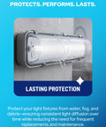 2ARS15 ALP Go-To Vapor Tight Light Covers for ceiling lights in wet environment, exact fit matte acrylic fixture replacement.