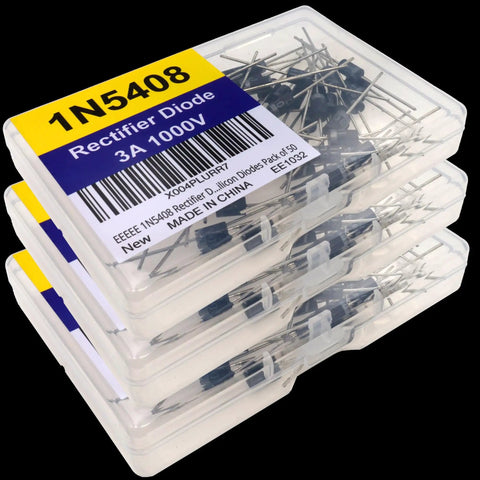 1N5408 Rectifier Diode Pack Of 50 High Current Silicon Diodes 3 Amp 1000 Volt For Efficient AC To DC Conversion in clear boxes