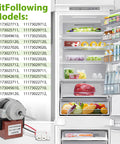 Upgrade 3015924900 Refrigerator Evaporator Fan Motor Compatible With multiple refrigerator models, interior fridge view.
