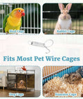 40-pack metal finger spring latch hooks for pet cages; stainless steel, fits rabbit, dog, hamster cages.