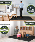 Interlocking Puzzle Foam Floor Tiles Half Inch Thick For Home Gym And Kids Play Areas EVA Cushioned Mats in home office and playroom.