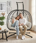 Double Hanging Egg Chair With Stand For Indoor And Outdoor Use Cozy Comfy Two Person Swing Chair Removable Cushions