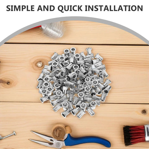 Knurled Flat Head Rivet Nuts Kit Stainless Steel 120 Pieces for Easy Installation and Secure Connection