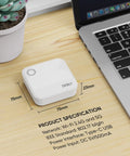 Smooth Sailing Dual Band WiFi Gateway For Smart Door Locks Featuring Instant App Sync and Alexa Hook Up on a desk next to a laptop.