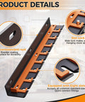 Wall Mount Pneumatic Tool Holder Eight Slot Rack For Garage Shop, Lockable Air Tool Hanger showing slots and lock mechanism