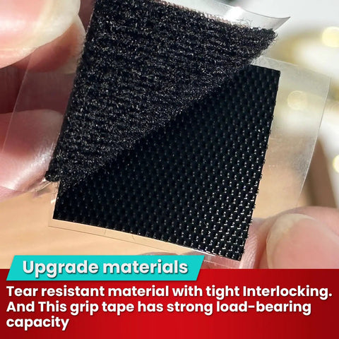 Close-up of black Heavy Duty Hook and Loop Strips With High Adhesive showing tear-resistant material and tight interlocking.
