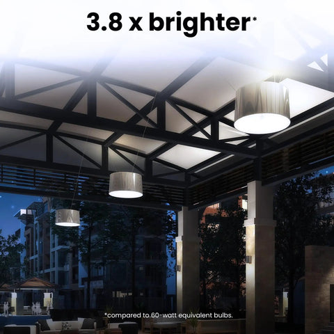 Bright A21 LED Bulb 200W Equivalent 3050 Lumens 5000K Daylight E26 Base in outdoor ceiling fixtures at night